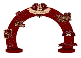 红色婚礼拱门