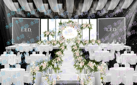 白绿粉色系婚礼现场效果图