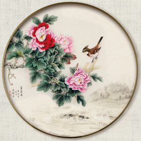 圆形花鸟画