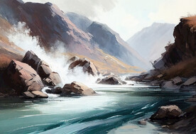 当代油画 潺潺溪流