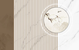 新中式花鸟画护墙板背景墙