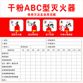 干粉ABC灭火器责任牌