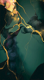 墨绿色金箔抽象画