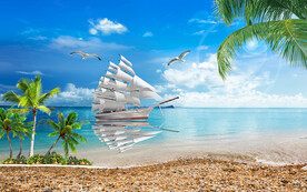 沙滩海洋背景墙