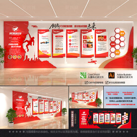 红色大气企业文化墙