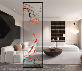 高清分层透明底屏风玻璃打印图