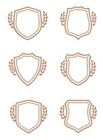金色徽章盾牌图标橄榄麦穗元素