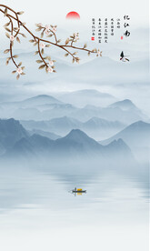 中式花鸟画电视背景墙