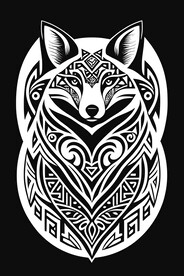 对称狗头纹身设计