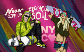 时尚滑板美女涂鸦系列设计