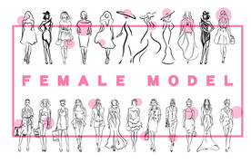 女性人物线条剪影