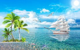 大海沙滩背景墙