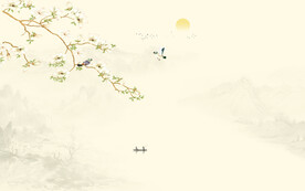 新中式玉兰工笔花鸟画电视背景墙