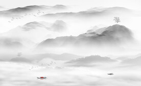 水墨群山山水画