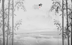新中式水墨竹影背景墙