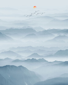 中式水墨山水画背景墙