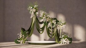 绿色布幔婚礼迎宾区su模型