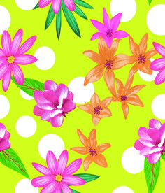 大牌数码印花 手绘花朵