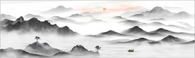 新中式抽象水墨山水风景背景墙