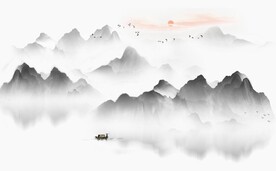 新中式抽象水墨山水风景背景墙