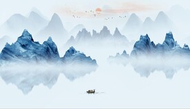 新中式抽象水墨山水风景背景墙