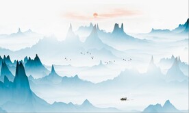 新中式抽象水墨山水风景背景墙