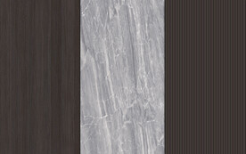 新中式木纹大理石格栅背景墙