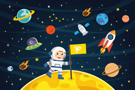 卡通太空宇宙星球宇航员火箭背景