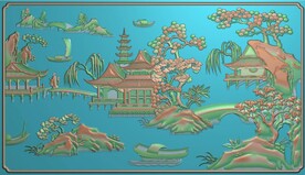 山水靠背