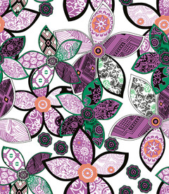 数码印花手绘画抽象花卉水彩花 