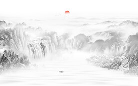 中式禅意水墨画背景墙