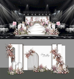 粉色系纸艺氛围婚礼礼