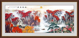 旭日东升山水画