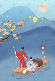 古风书生出游赏花作诗