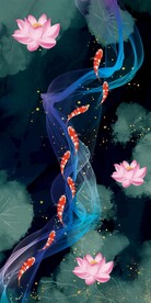 莲花九鱼装饰画
