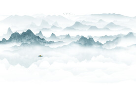 新中式山水背景墙画