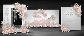 粉白色婚礼迎宾区