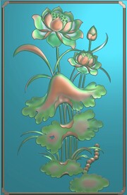 花好月圆荷花精雕图