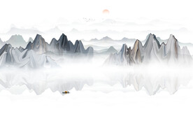 抽象意境水墨山水画背景墙