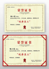 优秀员工欧式复古荣誉证书模板