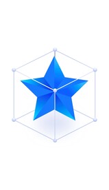 蓝色底座3D立体五角星收藏图标