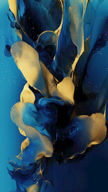 蓝色水墨金箔抽象画