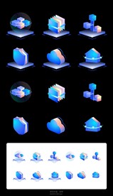 科技创意酷炫3D立体UI图标