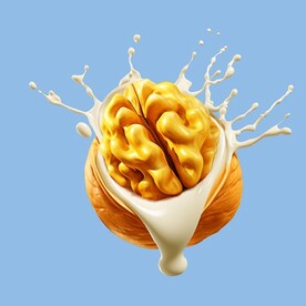 金色核桃牛奶奶花飞溅高清分层图