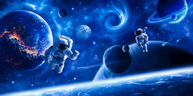 蓝色宇宙黑洞太空星球宇航员背景