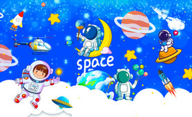 卡通太空人宇航员儿童房