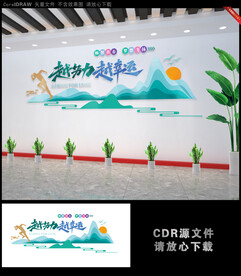 越努力 越幸运励志文化墙