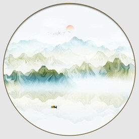 圆形抽象山水画
