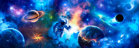 梦幻银河宇宙太空星球宇航员背景