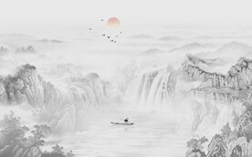 新中式国画山水背景墙